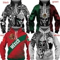 thumbnail image 2 of Sudadera con capucha con estampado mexicano para hombre, sudadera informal con estampado 3D, sudadera holgada informal de gran tamaño, ropa de calle, 2 of 5