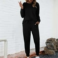 thumbnail image 2 of Women's Pajama Sets Long Sleeve Sleepwear Loungewear Sets For 2 Jogger Pants Sweatsuits Casual Matching Outfits Plus Size Womens Clothing, 2 of 3