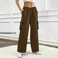 thumbnail image 6 of yievot Wide Leg Sweatpants for Women, Fleece Loose Fit Open Bottom Lounge Womens Cargo Sweatpants with Pockets, 6 of 7