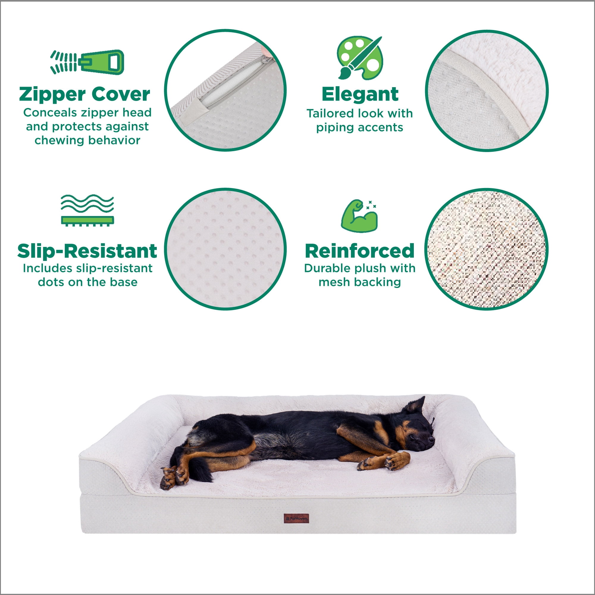 FurHaven Jumbo (40"x32") Cooling Gel Dog Bed – Cool Gel Memory Foam Sofa Pet Bed, Embossed Velvet, Removable Washable Cover, Clay