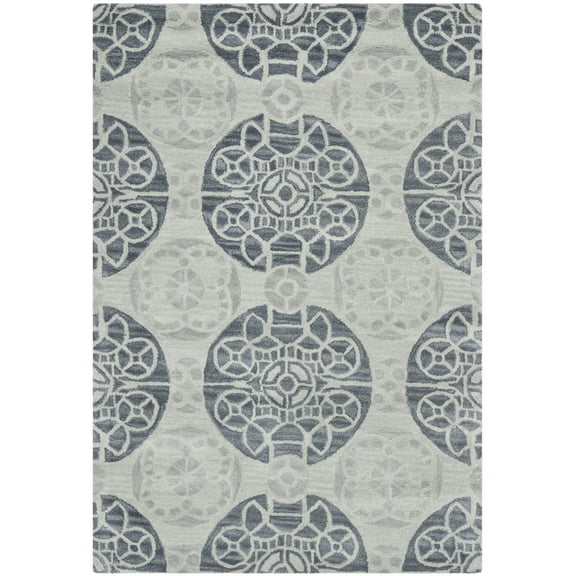 SAFAVIEH Wyndham Louise Medallion Wool Area Rug, Silver/Blue, 3' x 5'