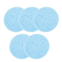 Unique Bargains 5 Pcs Compressed Facial Sponge Lightweight Round Reusable Cleansing Puff Blue