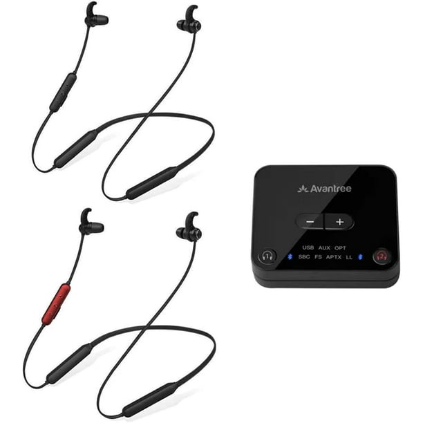 Avantree HT41866 Wireless Earbuds for TV Listening (Set of 2) with Bluetooth Transmitter