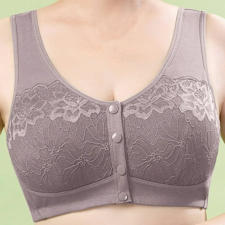 Price Buster: Underwire Bra  Sujetador con aros  Woman s Solid Color Lace Front Buckle Elastic Style Large Size Bra Without Steel Rim SOPATENOR Purple 44/100