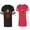 Men Black / Women Red, variant on King Queen Gold Crown Unisex Couple Matching Cotton Jersey style T-Shirt Contrasting stripes on sleeves (Men Black / Women Black) (Men S / Women S)