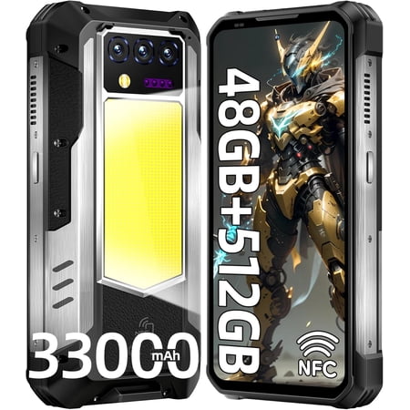 OUKITEL WP100 TITAN Rugged Smartphone 5G with Projector, 33000mAh (66W) Battery, 48GB RAM 512GB ROM,,Black