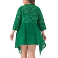 thumbnail image 4 of DARING DIVA Plus Size Fall 3/4 Sleeve Lightweight Lace Cardigan 1X Dark Green, 4 of 6