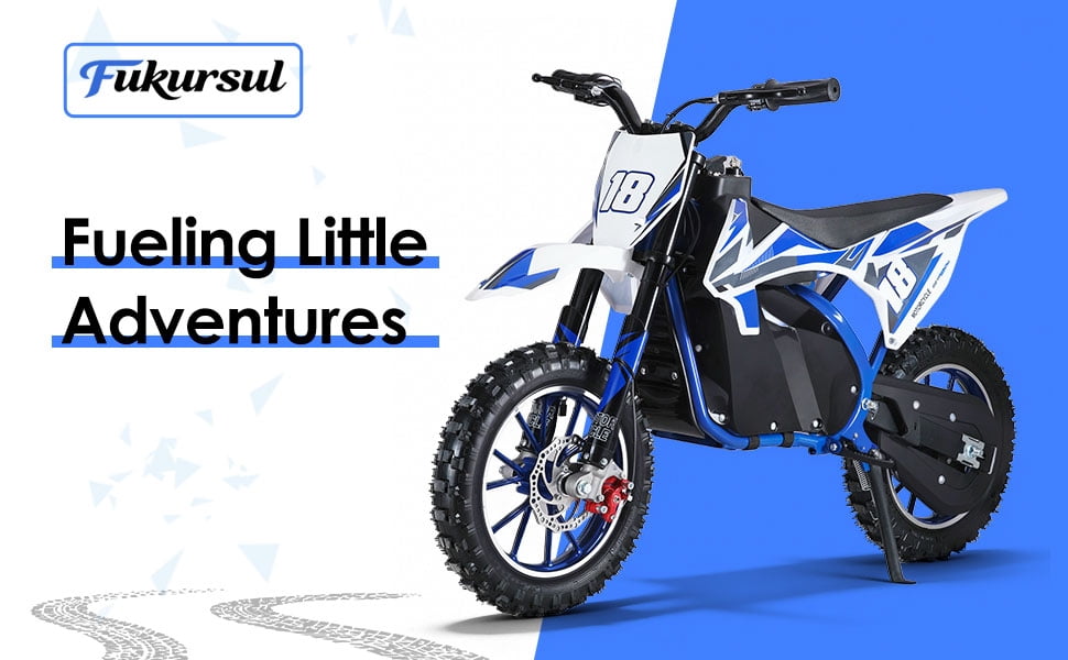Dirt Bike, Kids Electric Motocross Bike, Off Road Mini Motorcycle, Electric Pocket Motorbike with High-Performance Motor and Battery, 10 Inch Tires-Blue