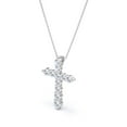 thumbnail image 4 of Shared-Prong 0.10 TCW Round Shape Moissanite Pave Style Cross Pendant Necklace in 18K White Gold Plating over Silver, 4 of 16