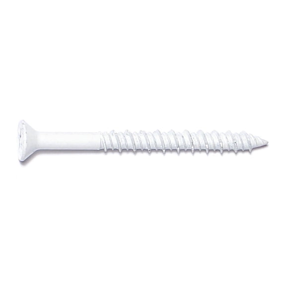 3/16" x 2-1/4" White Phillips Flat Head Masonry Screws (100 pcs.)