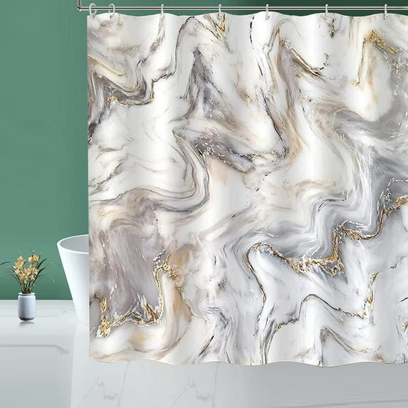 Shower Curtain, Modern Bathroom Decor, Abstract Marble Shower Curtain with 12 Hooks for Home Hotel Washable Curtains, Waterproof Bathroom Shower Curtain (72" X 72")