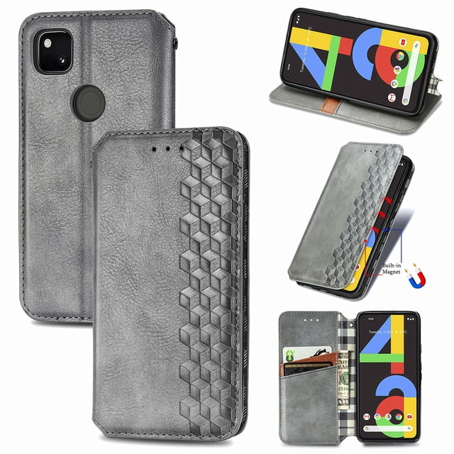 Étui pour Google Pixel 4a 4G à Rabat Portefeuille à Rabat Magnétique Protecteur - Gris