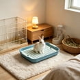 thumbnail image 4 of Small Animal Litter Box with Grid, Pet Potty Training Tray for Rabbits Hamsters Guinea Pigs Hedgehogs Chinchillas Ferrets, Easy Clean Cage Toilet with Splash Guard Fence, Hamster Toilet, Green, 4 of 6