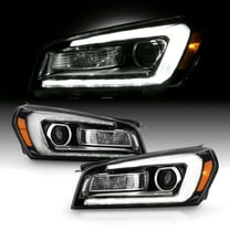 AKKON - Fits 2013-2016 GMC Acadia 2017 Limited Halogen Projector Black Headlights Pair Driver   Passenger w/ [LED Tube] Parking