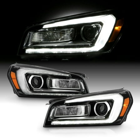 AKKON - Fits 2013-2016 GMC Acadia 2017 Limited Halogen Projector Black Headlights Pair Driver   Passenger w/ [LED Tube] Parking