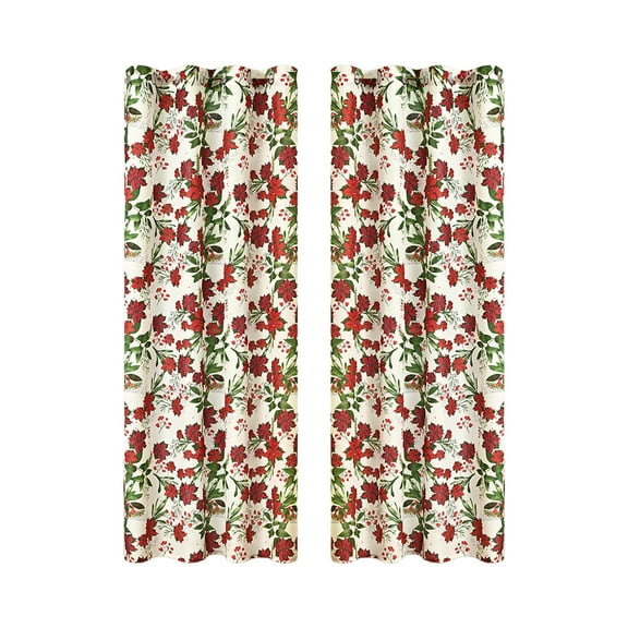 PuSpu Christmas Curtains 53x84in White Nylon Spandex 1 Panel Light Blocking Printed Holiday Decor for Living Room Windows