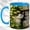 Blue, variant on Garden Cat Coffee Mug, Daisy Flower Mug, Ceramic 11 oz