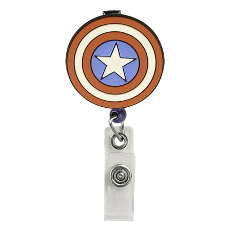 Marvel Men's Captain America Badge Reel, 26-inch Retractable ID Card Badge Holder with Alligator Clip
