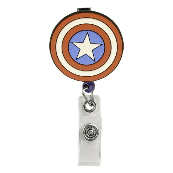 Marvel Men's Captain America Badge Reel, 26-inch Retractable ID Card Badge Holder with Alligator Clip