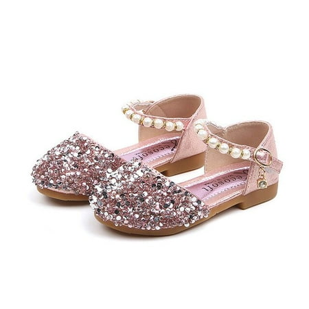 

DancePeanut New Summer Girls Sandals Kids Sequins Princess Shoes For Girls Baby Pearl Beading Sandals Children Rhinestone Shoes