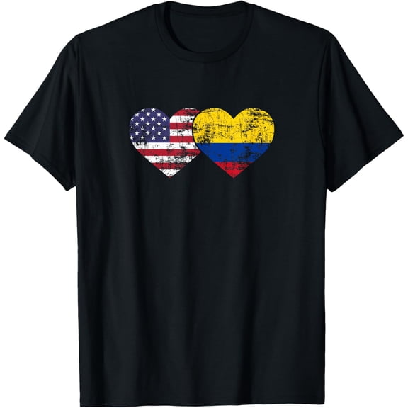Playful Comfort Tee - American Colombian Flags Hearts USA Colombia Men Women Love T-Shirt