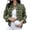 Army Green, variant on Women's Vintage Military-Style Denim Jacket, Double-Breasted Button Front Crop Coat with Stand Collar, Soft Stretchy Long Sleeve Outerwear for Fall Fashion & Daily Wear, Blue M