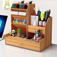 thumbnail image 4 of Portalápices oblicuo de madera, caja de almacenamiento de papelería, caja de acabado para escritorio de oficina, adornos para dormitorio de estudiantes, portalápices de almacenamiento, 4 of 4