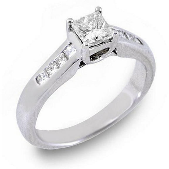 14k White Gold 1 Carat Princess Cut Diamond Engagement Ring