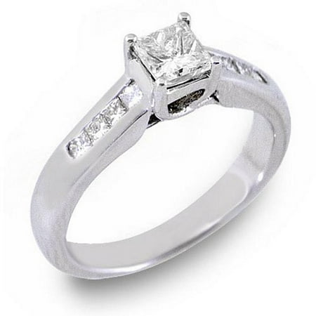 14k White Gold 1 Carat Princess Cut Diamond Engagement Ring