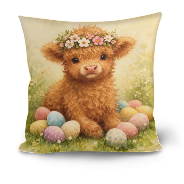 Funda decorativa de cojín con temática de Pascua, poliéster tipo lino, zona en blanco para dibujar, transpirable, uso interior y exterior, 44x44cm
