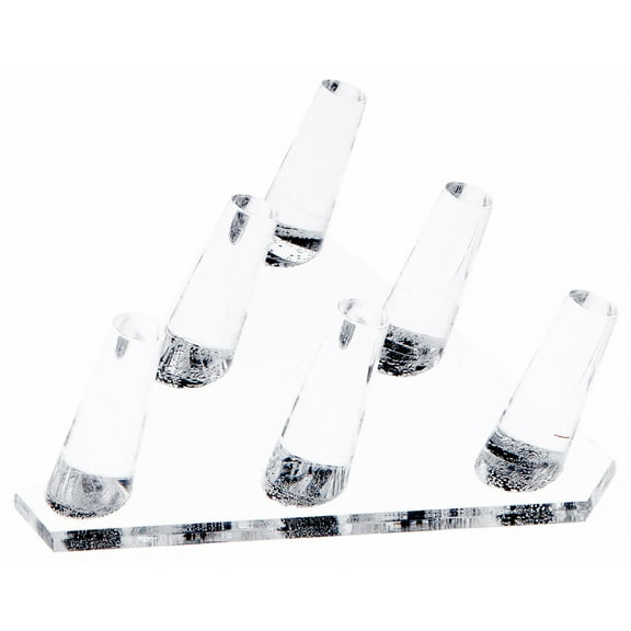 Plymor Clear Acrylic Ring Finger Display, Six, 5.5" W x 5" D x 1.75" H