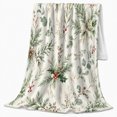 thumbnail image 2 of Winter Holiday Evergreen Botanical Watercolor Print, Festive Holiday Scene, Warm Flannel Blanket for Living Room and Reading Nook, Art Lovers Christmas Gift, Festive Home Decor, 2 of 9