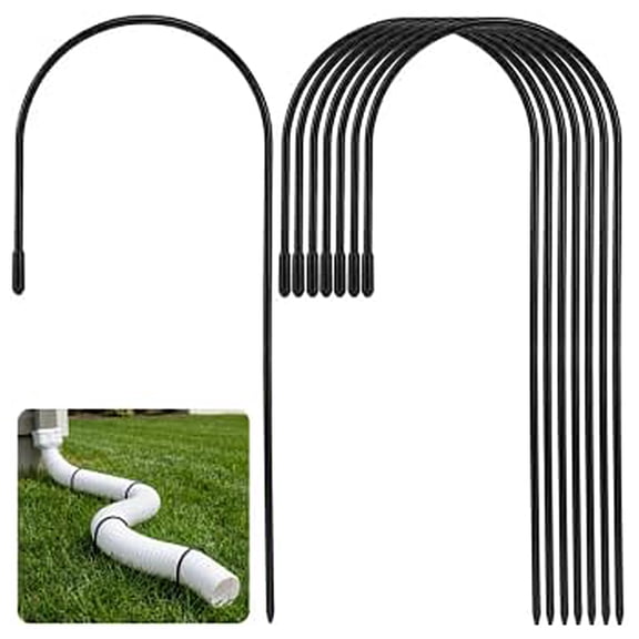 Ebaokuup 8 Pcs Galvanized J-Shaped Downspout Stakes for Drainage & Foundation Protection