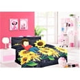 thumbnail image 1 of Juego de edredón para niños y niñas, cama en bolsa, estampado de girasoles en negro, fácil de lavar, tamaño individual, 6 piezas, ropa de cama súper suave decorativa, 1 of 6