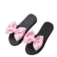 thumbnail image 7 of Women's Slippers Summer Flats Heel Open Toe Slip-on Slides Shoes Summer Casual Outdoor Beach Sandals with Bow Knot, 7 of 7