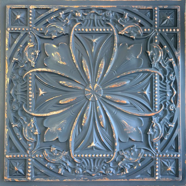 Drop-In, Glue-Up 2'x2' Faux Tin PVC Ceiling Tile , Smoked Copper, Pack of 10