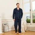 thumbnail image 2 of EK4YDNDS Mens Pajama Set, Comfy Flannel PJS Set for Men Lounge Warm Sleepwear（NAVY, M）, 2 of 5