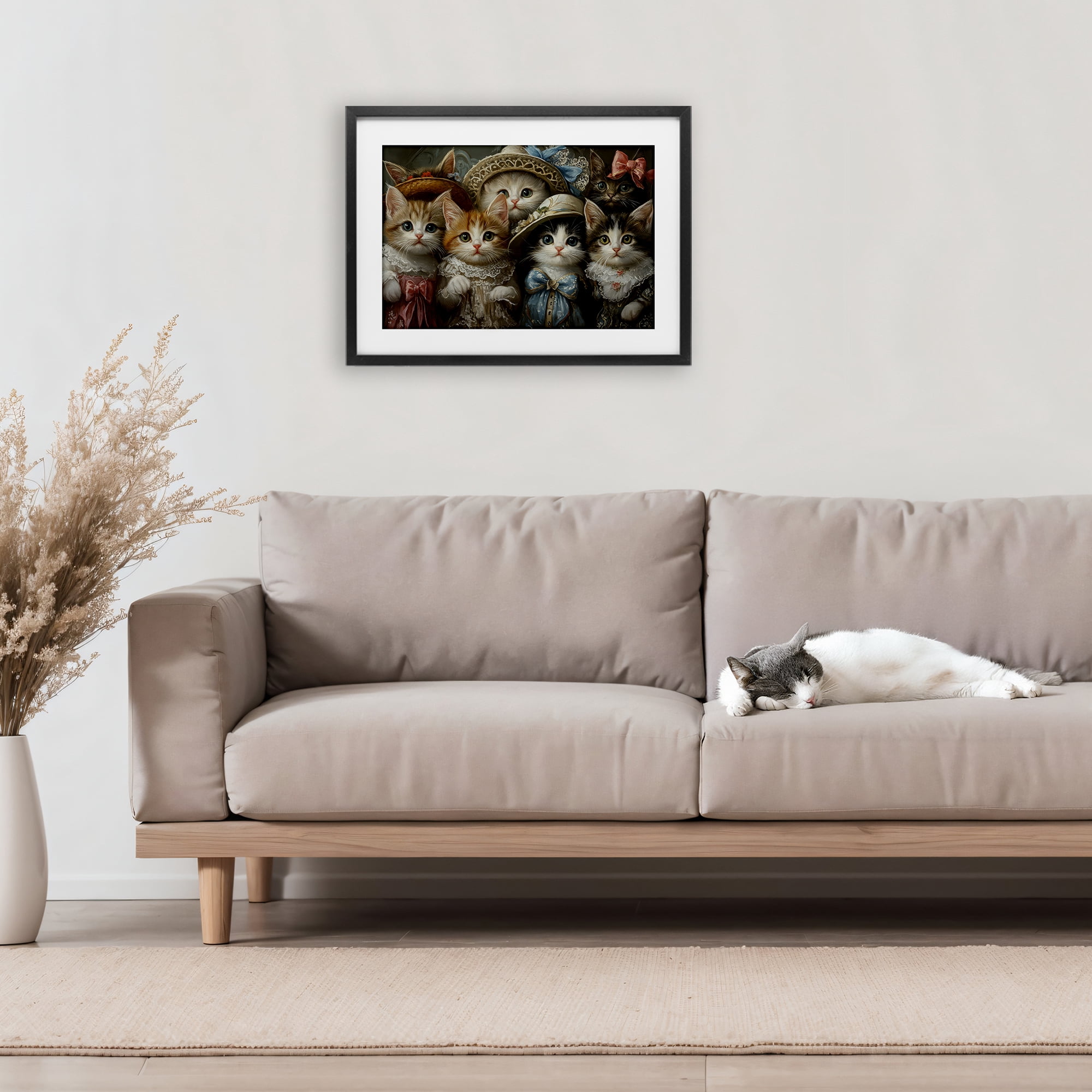Stupell Industries Fashionable Vintage Cats Black Framed Print Under Glass, design by The Wands Want