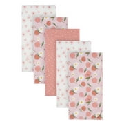 Modern Moments by Gerber Baby & Toddler Girl Flannel Blankets, 5-Pack, Pink Cherry