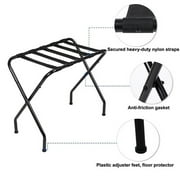 Ktaxon Portable Folding Metal Luggage Rack with Nylon Belts Suitcase Stand Holder Shelf Space Saving Easy to Install for Travel, Home, Hotel, Guest Room, Bedroom - Black