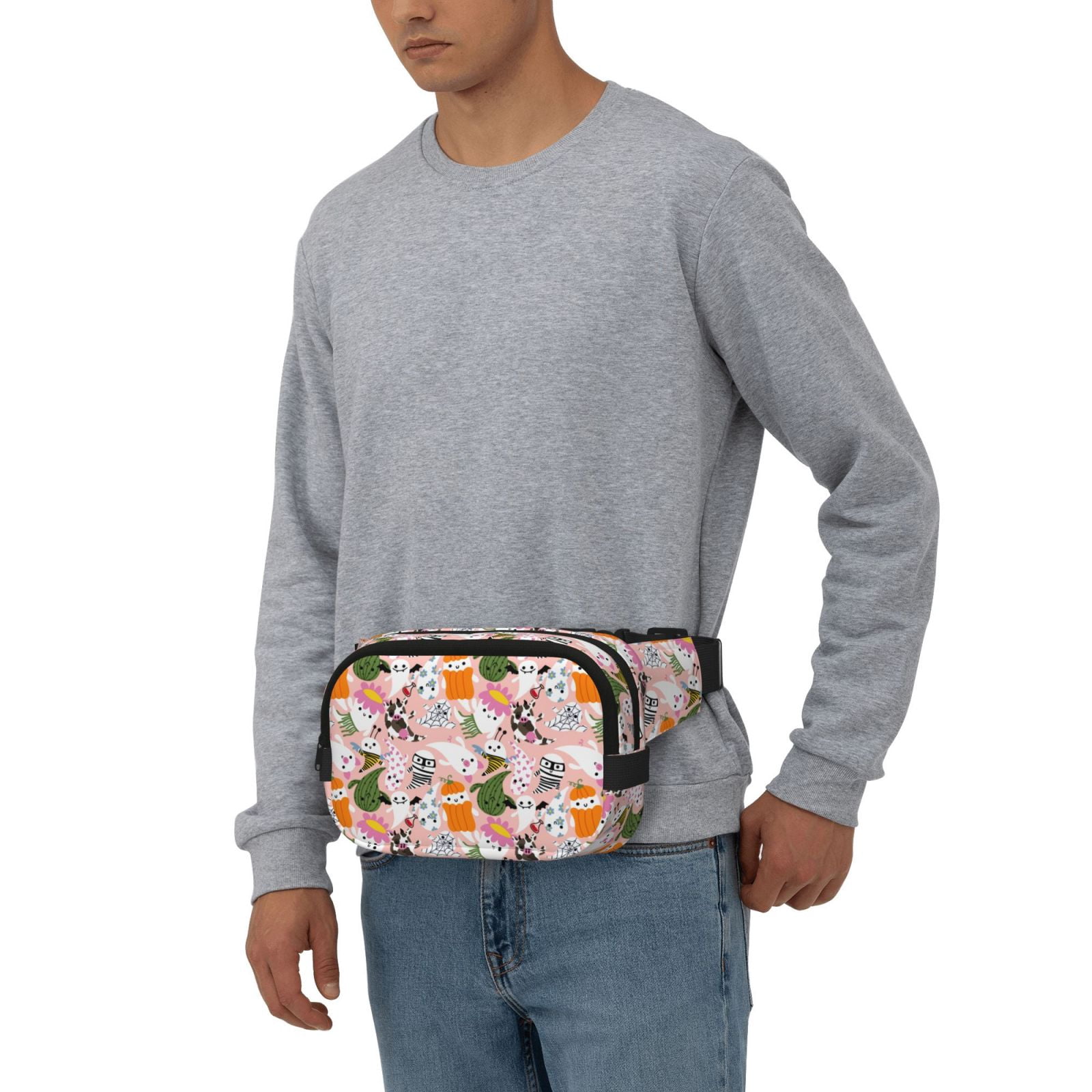 Kuqiui Cartoon Halloween Print Fanny Packs for Women Cross Body Waist Bag Fashionable Fanny Pack Designer Workout Hiking Waist Pack Running Travel Gym