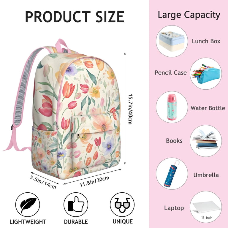 Vintage Floral Backpack - Durable Lightweight Bookbag for Travel, School Amazon.com | Leaper Water-Resistant Floral School Backpack  main image 4