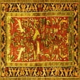 thumbnail image 1 of Ahgly Company Machine Washable Indoor Square Animal Yellow Traditional Area Rugs, 6' Square, 1 of 4