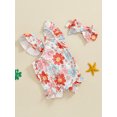 thumbnail image 4 of vera natura Baby Girls Summer Casual Romper Flying Sleeve Floral/Strawberry Print Romper with Headband, 4 of 8