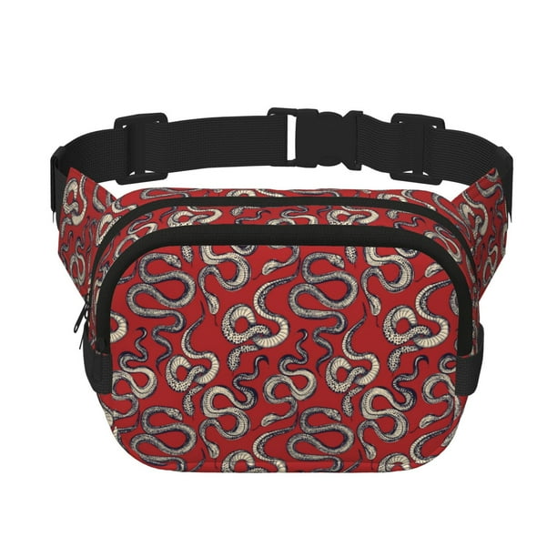 Fotbe Snake Cangurera Cuadrada con Estampado de Doble Capa, Bolsa de Cintura Ajustable Mini para Hombres y Mujeres