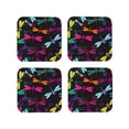 thumbnail image 2 of Kll Square Drink Coasters Set Of 4,Pu Leather Absorbent Coasters Set Decorative Coffee Cup Coasters Housewarming Gift For Home Decor-Colorful Dragonflies, 2 of 9
