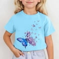 thumbnail image 2 of MIXUE Girls Tops & T-Shirts Summer Cute Butterfly Print Round Neck Short Sleeve Fashion Casual Tee Shirts Sportwear,Blue,12-13 Years, 2 of 4