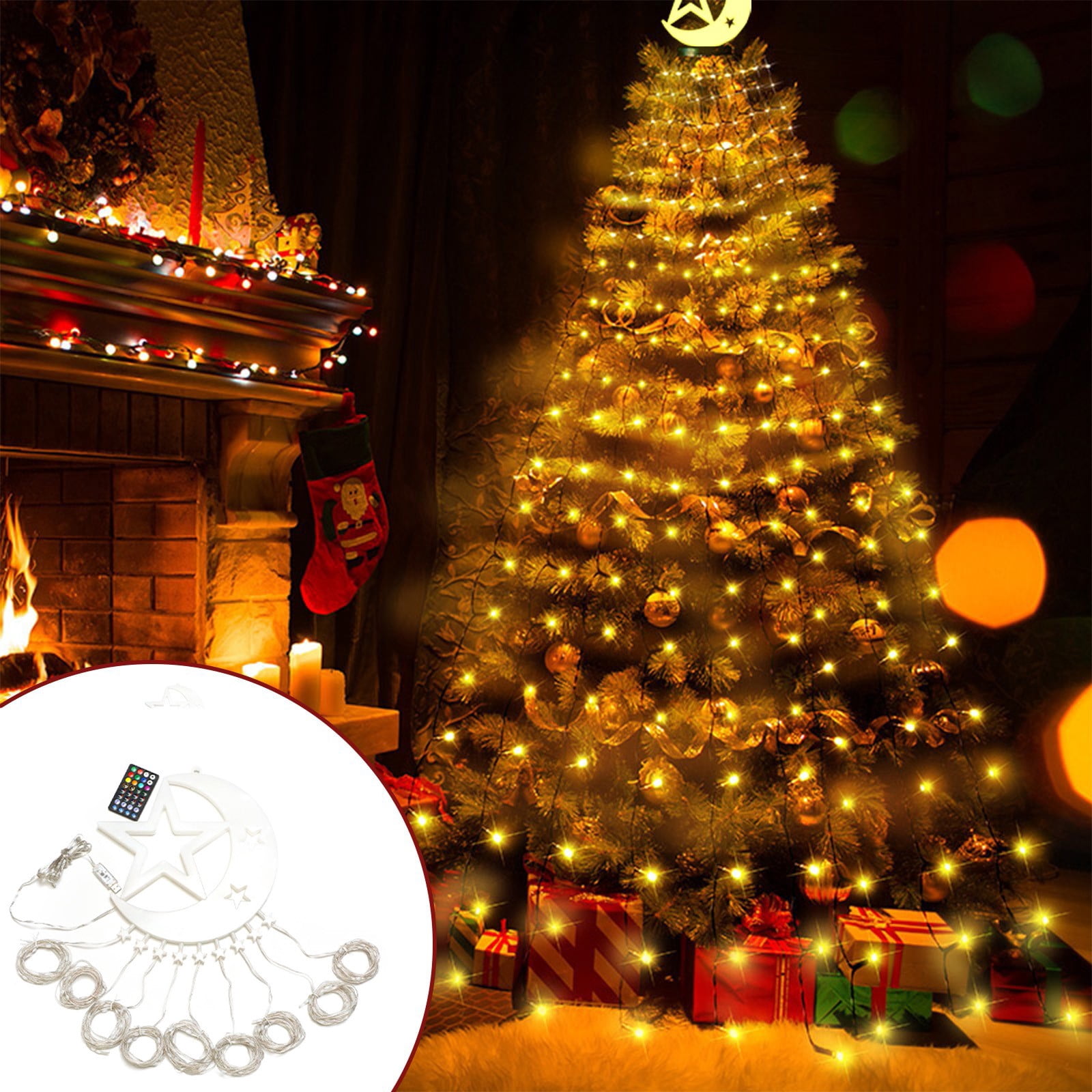 Staron Christmas Solar Outdoor String Lights, Patio Rainproof Decorative Tree, Waterfall Lights for Garden Yard