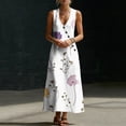 thumbnail image 6 of Guieoi Summer Dresses for Women Plus Size for Beach Vacation Floral Printed Flowy Casual Midi Dress Sleeveless V-neck Multicolor L, 6 of 8
