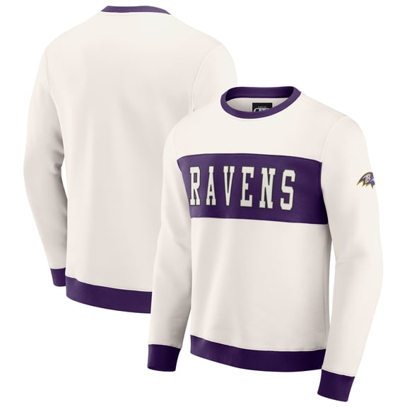 Men's Darius Rucker Collection by Fanatics Cream Baltimore Ravens Colorblock Pullover Sweatshirt